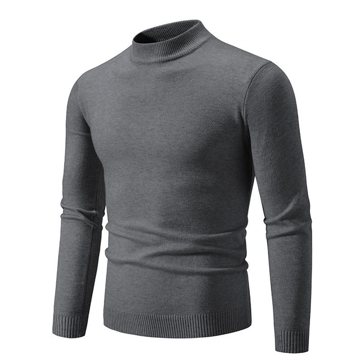 Men's Fine Knit Pullover with High Collar and Elastic Cuffs Lune London