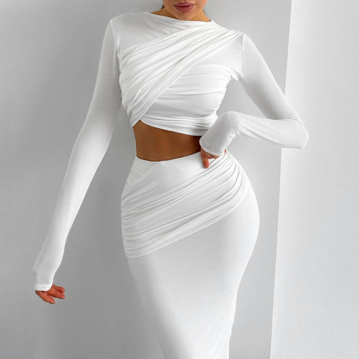 Ladies Elegant Wrap Dress with Long Sleeves and Fitted Cut Lune London
