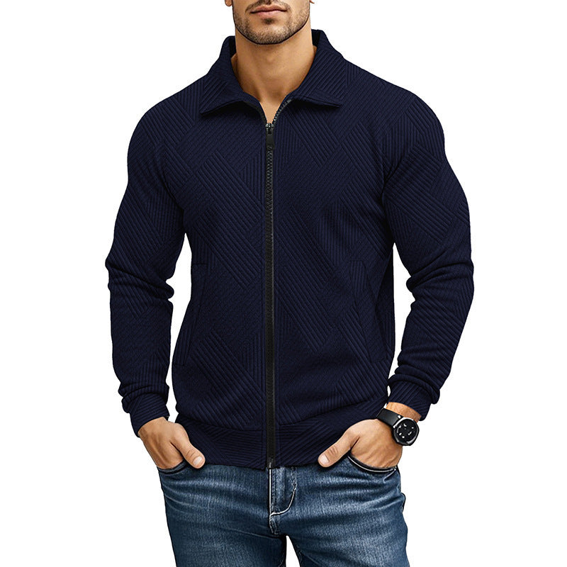 Men's knit jacket with structured design and sporty collar Lune London