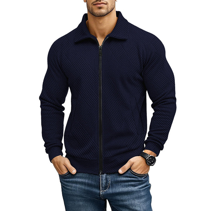 Men's knit jacket with structured design and sporty collar Lune London
