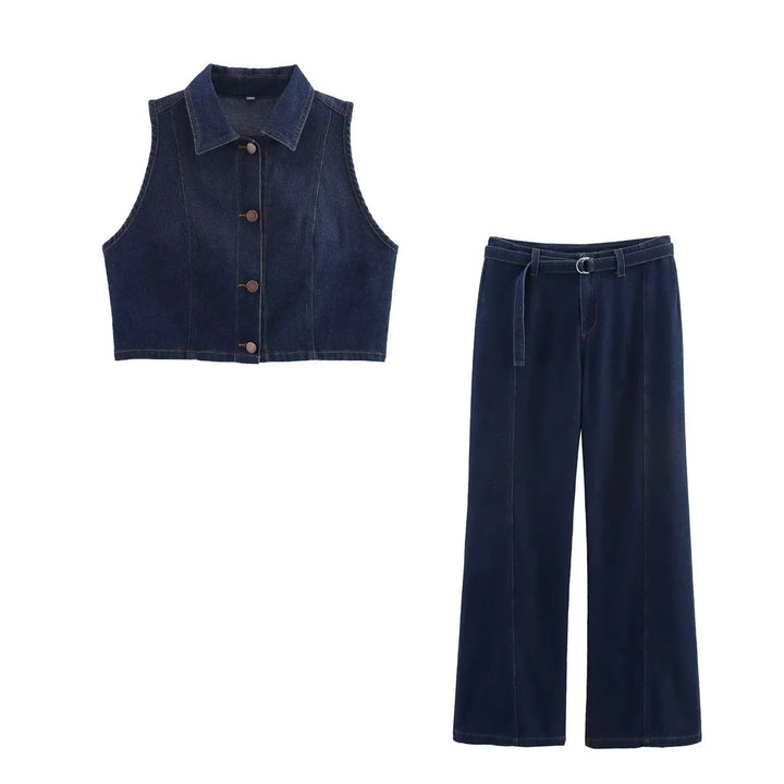 Wide leg women's jeans with tie belt and chic elegant silhouette Lune London