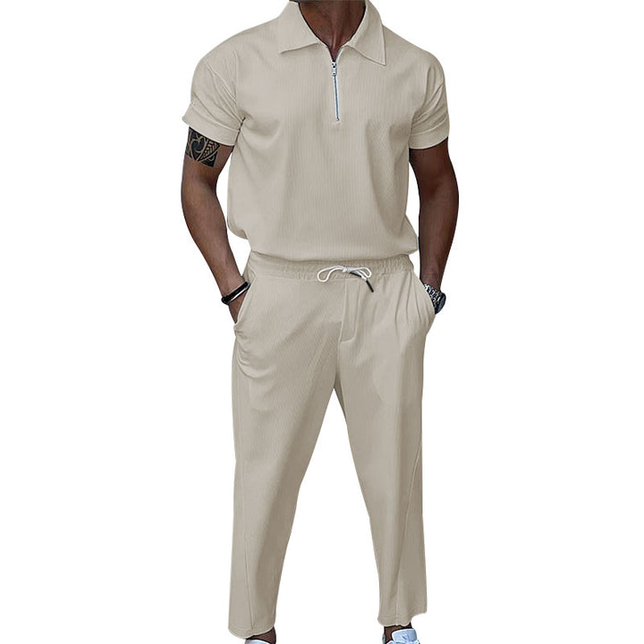 Trendy men's sports set with short zipper and elastic waist Lune London