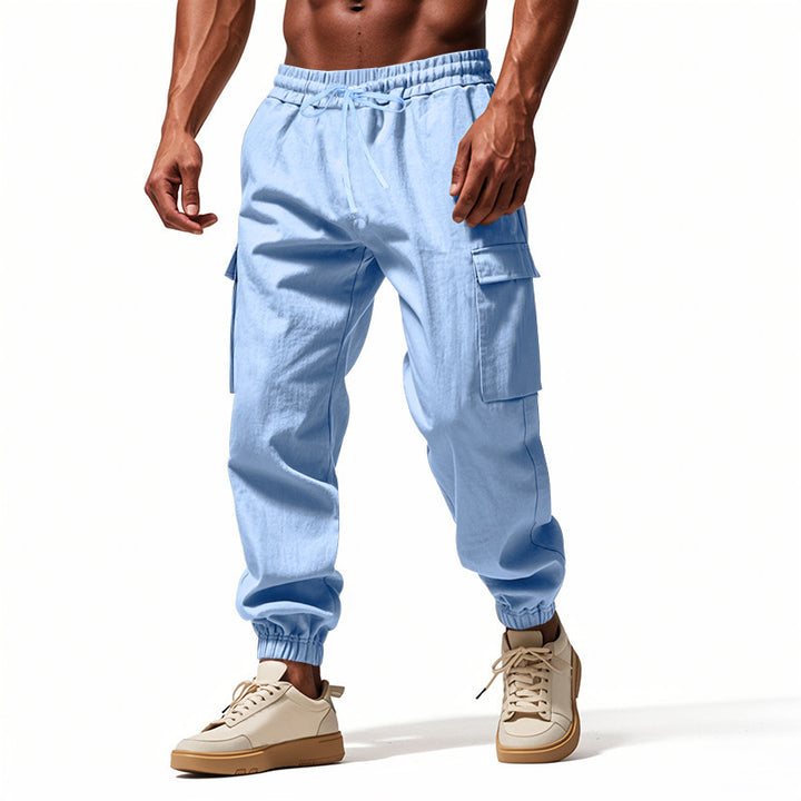 Men's Casual Cargo Pants with Elastic Waist and Practical Side Pockets Lune London
