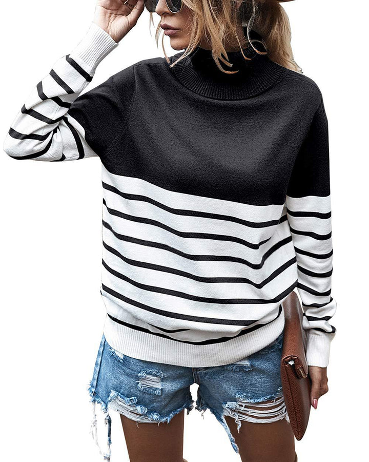 Comfortable turtleneck sweater for ladies with striped pattern Lune London