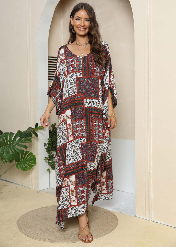 Women Printed Elegant Chic Maxi Kaftan Dress