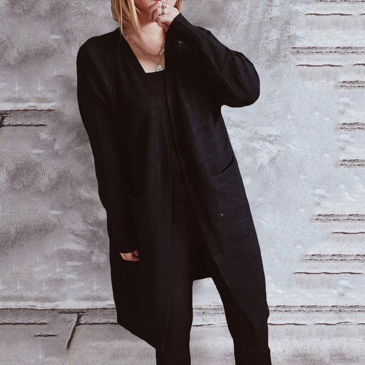 Veste en tricot décontractée pour femmes avec poches pratiques et coupe ouverte Chic & Stil