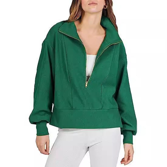 Casual sweater for women with high collar and zipper Lune London