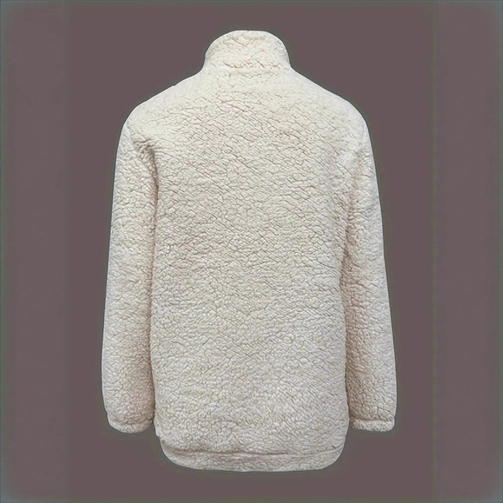 Women's cozy fleece sweater with short zipper and original writing Lune London