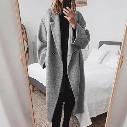 Ladies Oversized Wool Coat with Classic Lapels Lune London