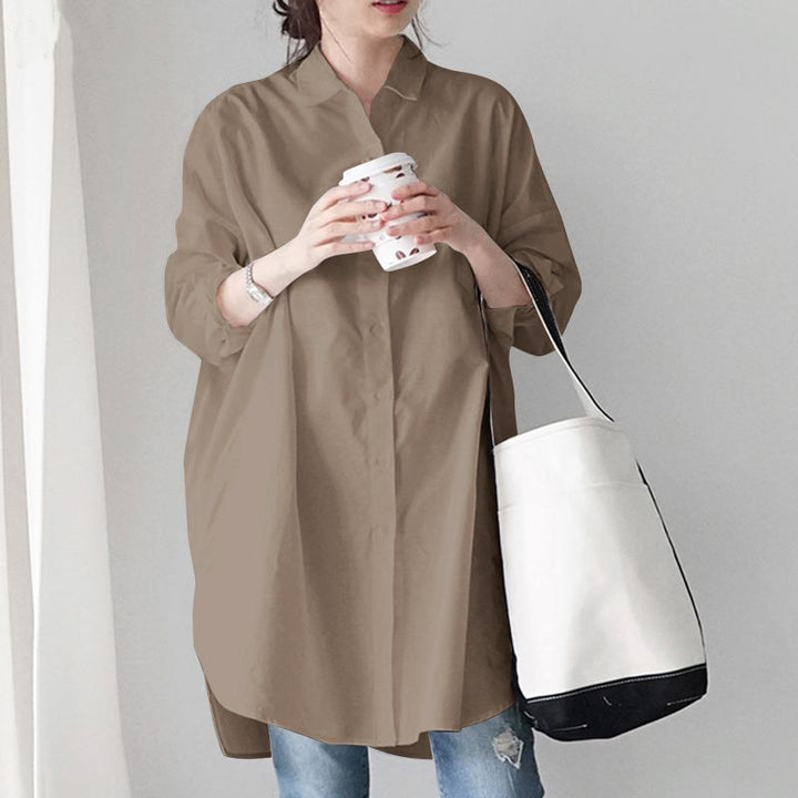Plus size button-up blouse for women Lune London