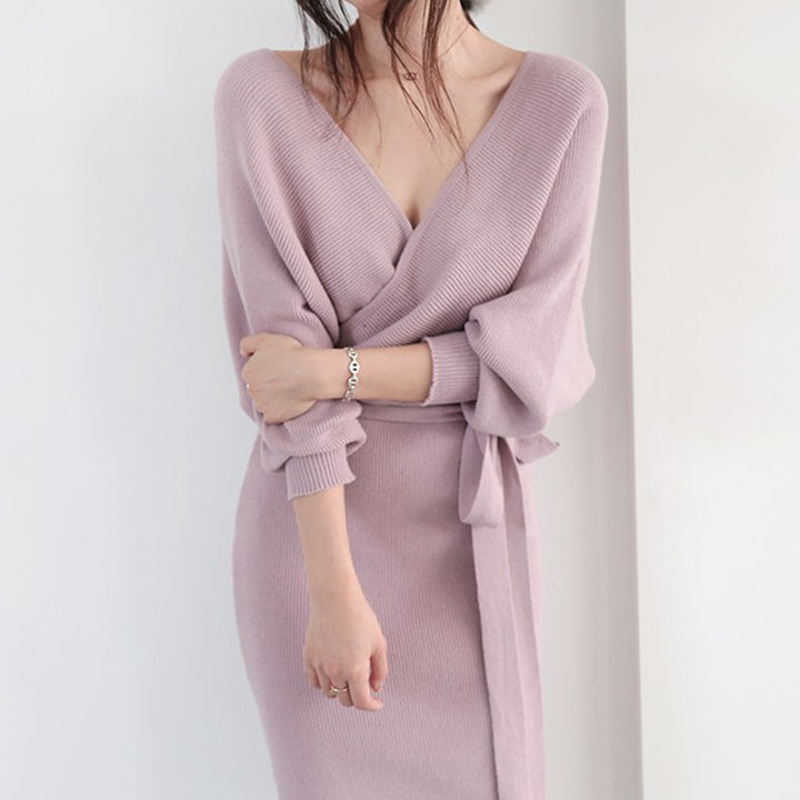 Robe portefeuille pour femmes en tricot doux Chic & Stil