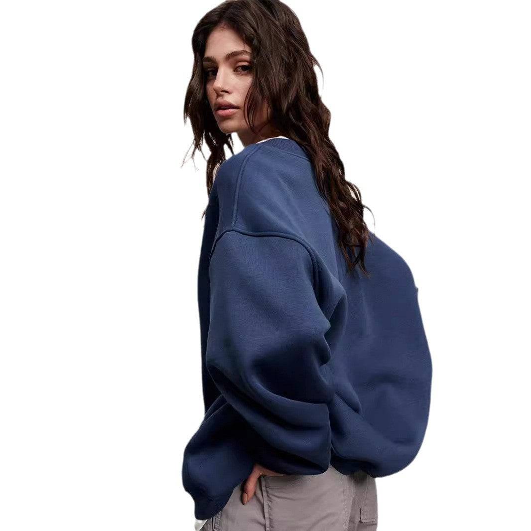 Woman Oversized sweatshirt with a relaxed fit and modern chic accents and style