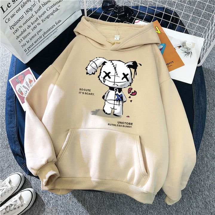 Ladies hooded sweatshirt with unique cartoon design and cozy inner lining Chic & Stil