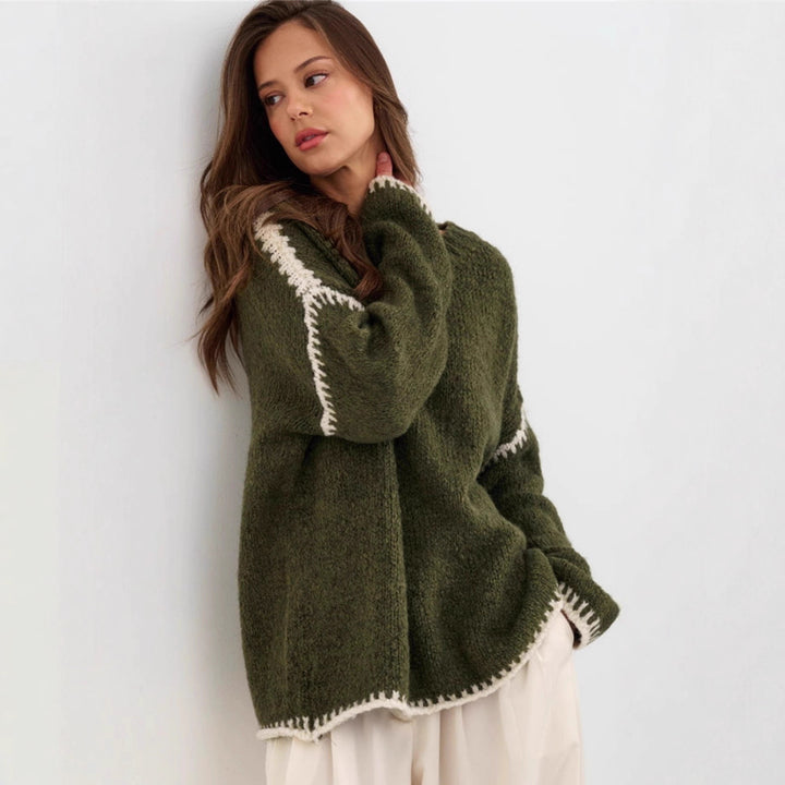 Pull en tricot décontracté pour femmes avec ourlet accentué en couleur Chic & Stil