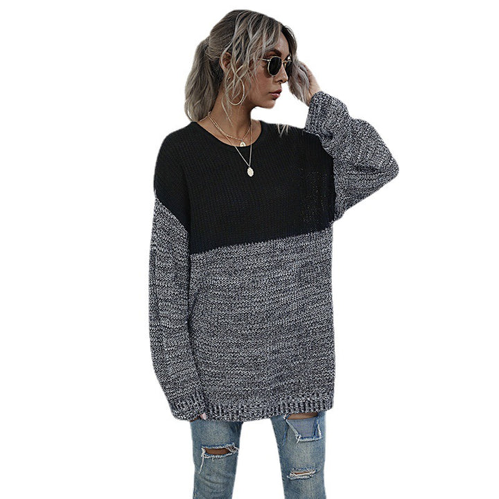 Comfortable knitted sweater for women with a modern color block design Lune London
