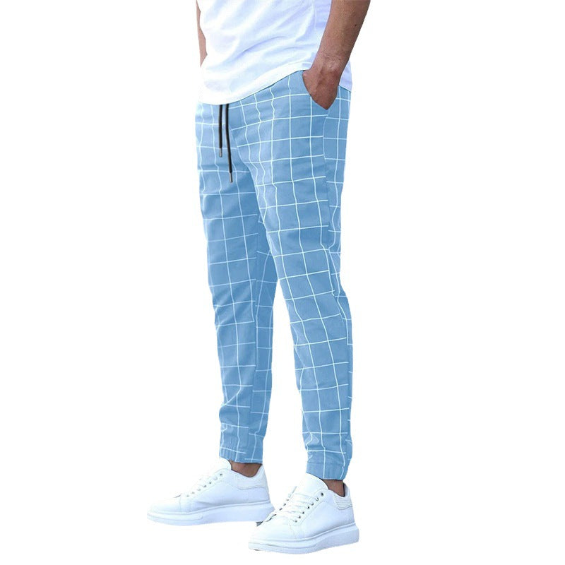 Trendy checkered trousers for men with elastic waist and side pockets Lune London