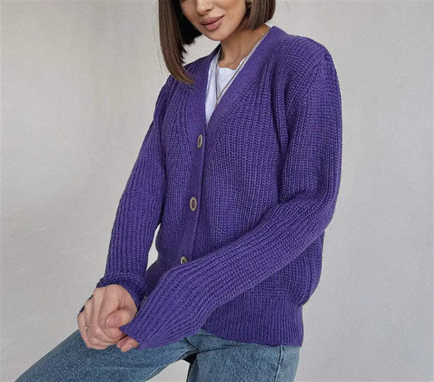 Women Chunky Knit Vest with Buttons Lune London