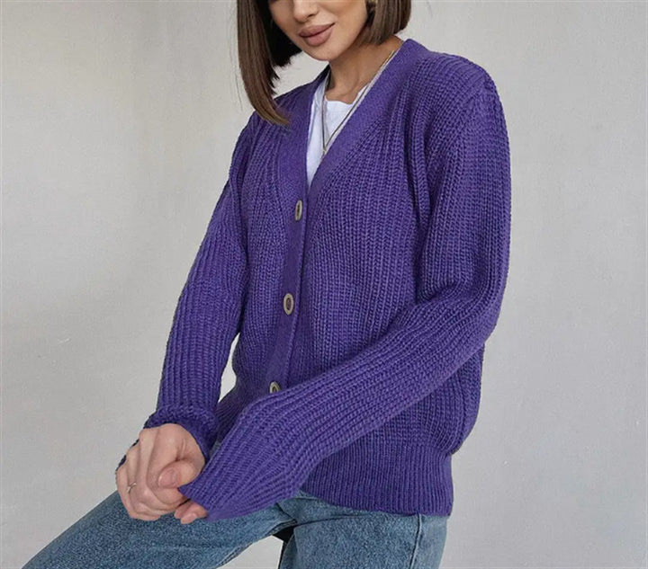 Women Chunky Knit Vest with Buttons Lune London