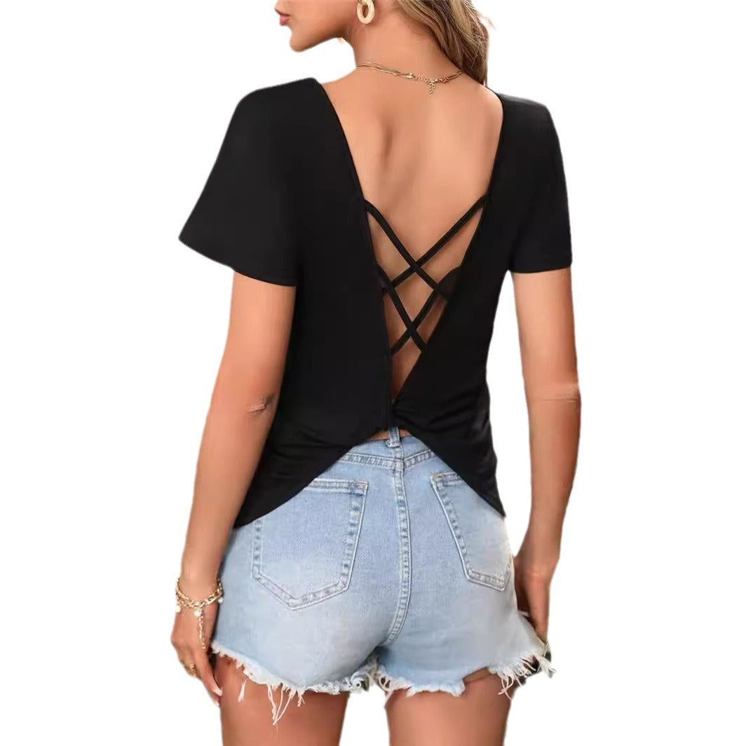 Ladies V-neck T-shirt Lune London