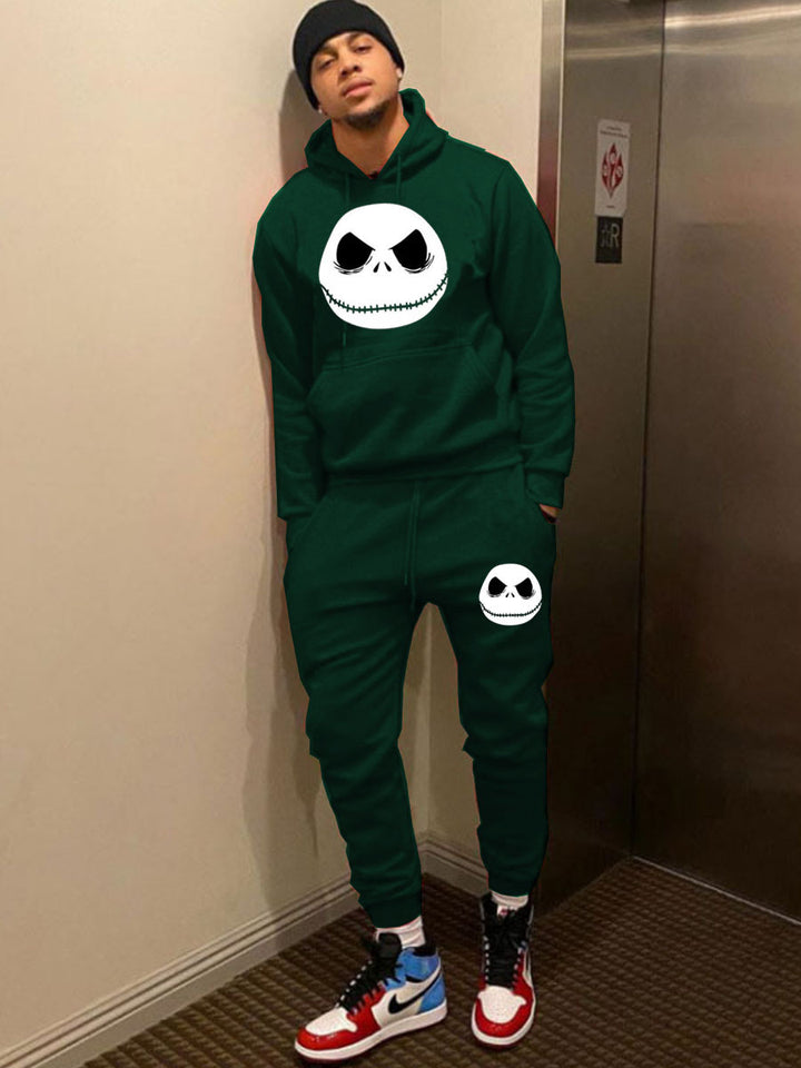 Women's sporty hoodie and jogger pants set with Jack Skellington pattern Lune London
