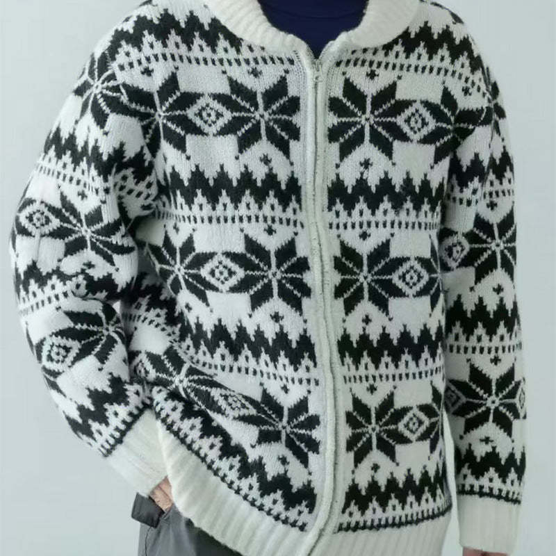 Women's knit jacket with traditional pattern Lune London