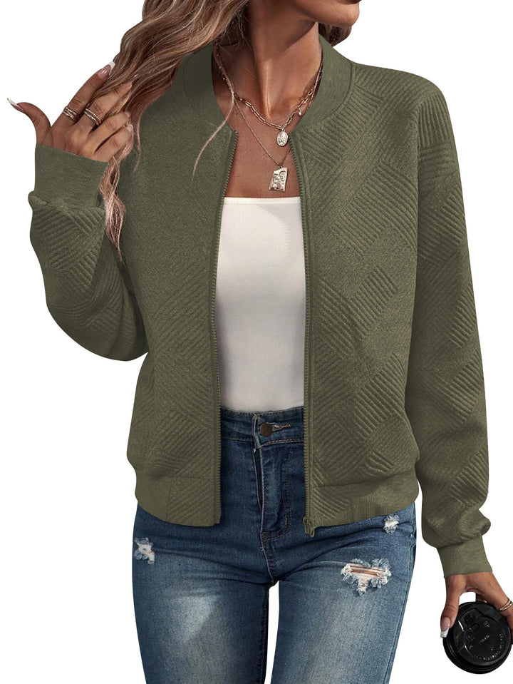Casual bomber jacket for women with a fine texture design and practical pockets Lune London