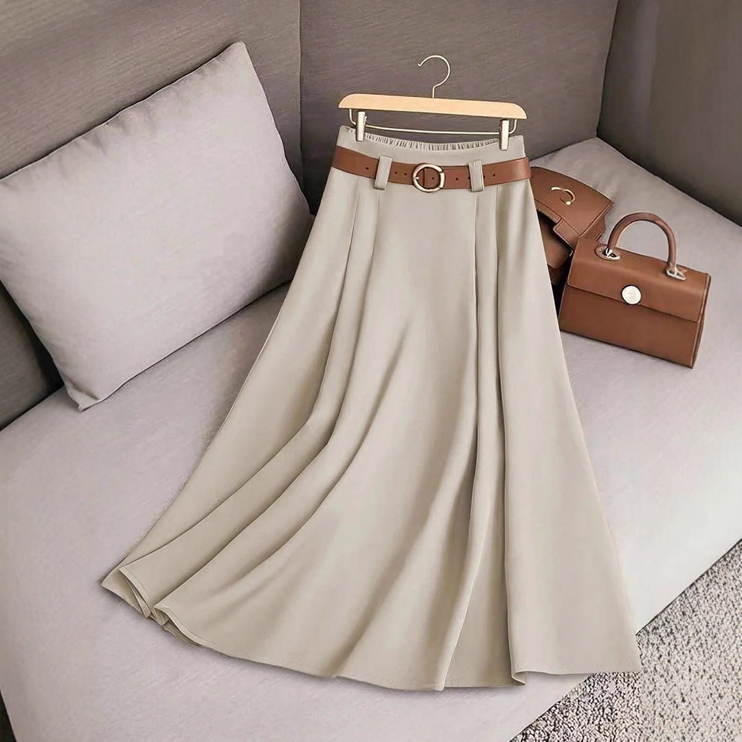 Jupe plissée évasée pour femmes avec application de ceinture élégante Chic & Stil