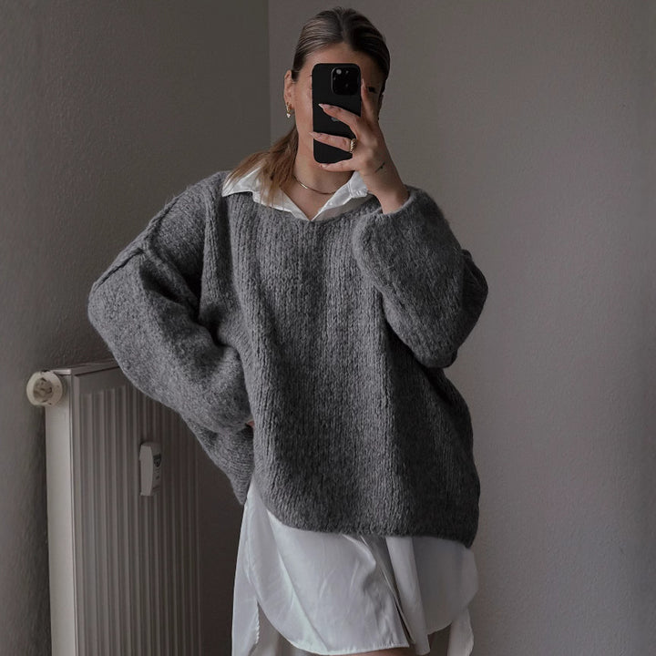 Pull oversized décontracté pour femmes avec des manches volumineuses et une texture douce Chic & Stil