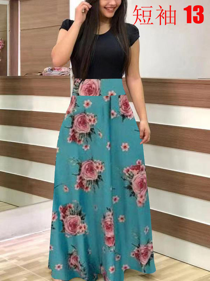 Women's Elegant Maxi Dress with Graphic Print and Flexible Waist Lune London