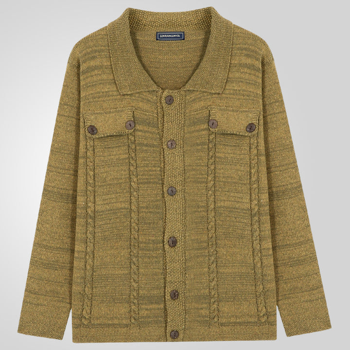 Men's knitted jacket with cable pattern and practical pockets Lune London