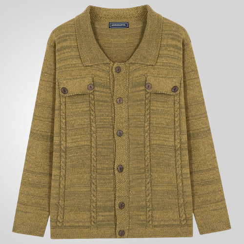 Men's knitted jacket with cable pattern and practical pockets Lune London