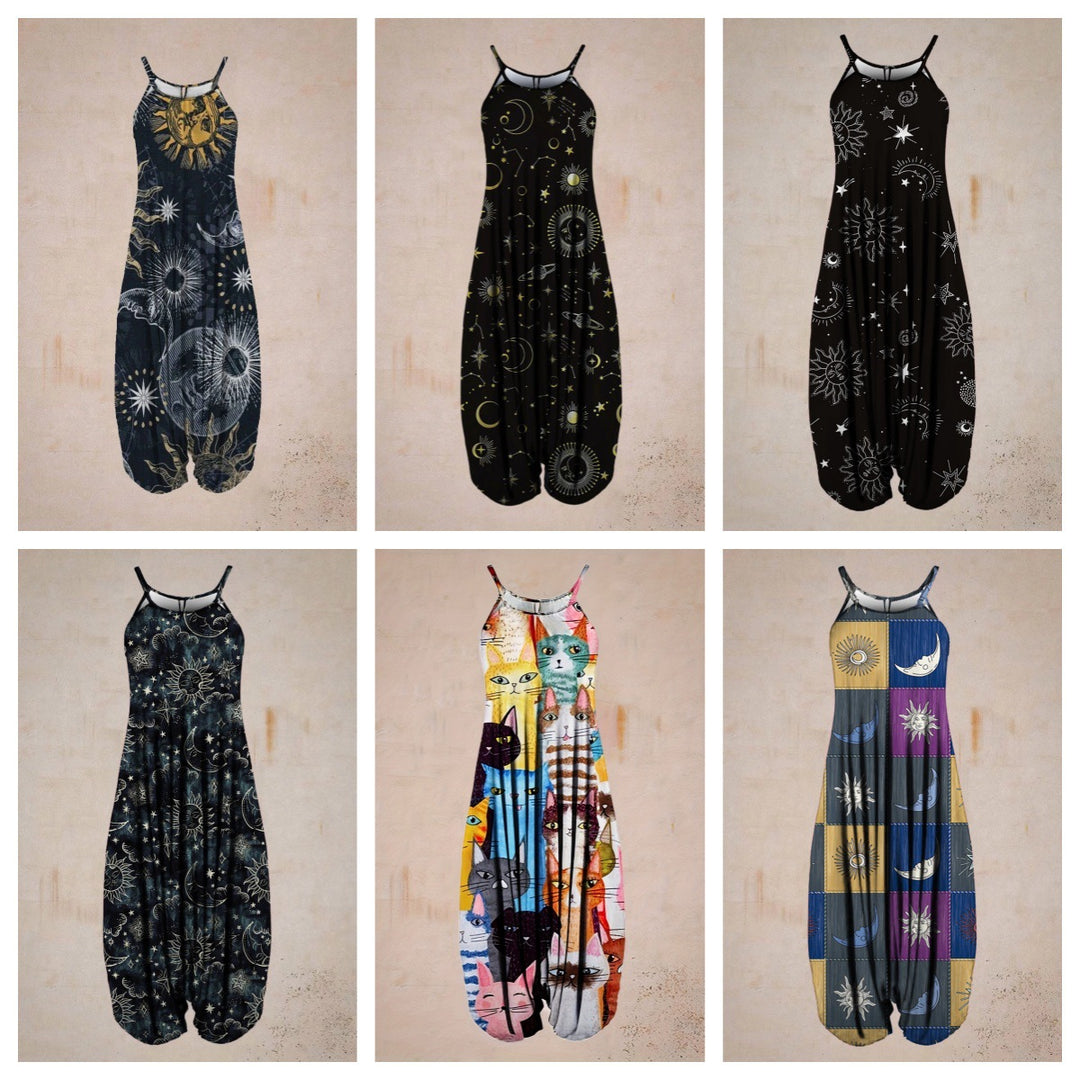 Women's jumpsuit with chic astrological print and style