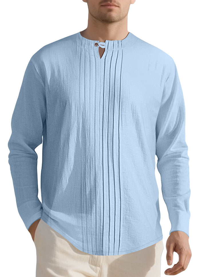 Elegant long-sleeve shirt for men with textured design and trendy high collar Lune London