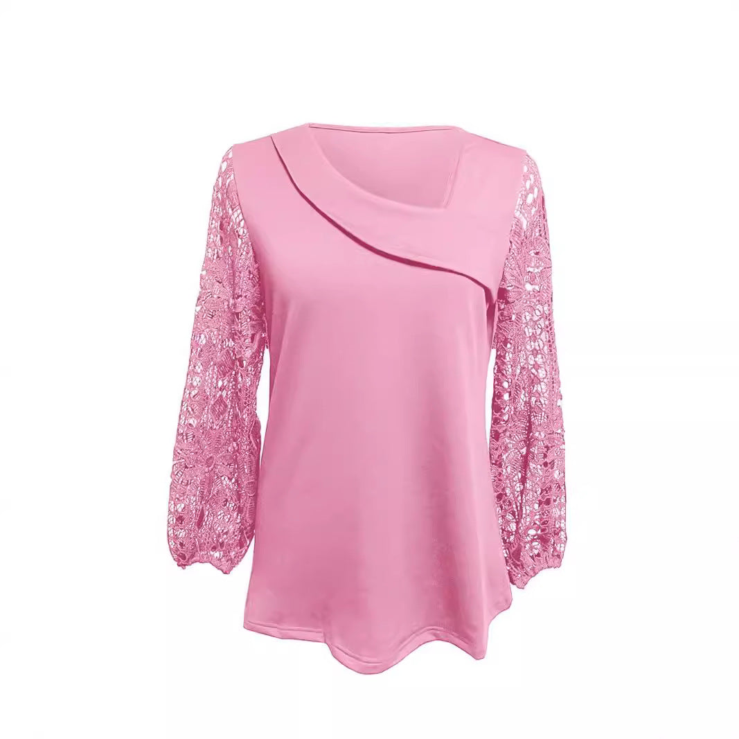Blouse de créateur pour femmes avec inserts en dentelle et coupe élégante Chic & Stil