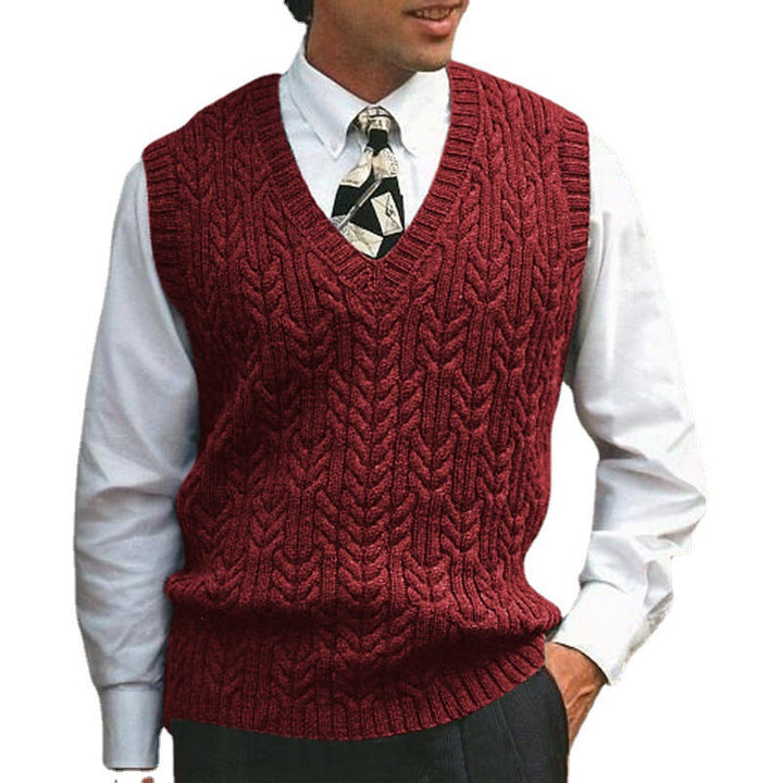 Men's Knit Vest with All-Over Cable Pattern Lune London