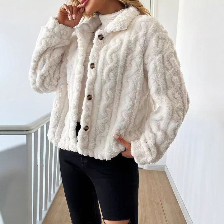 Women's cozy fleece jacket with wave pattern Lune London