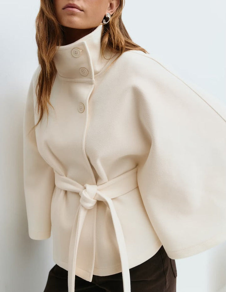 Women's wrap jacket with elegant stand-up collar and wide-cut sleeves Lune London