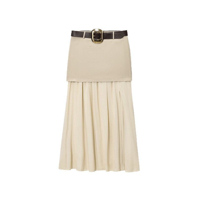 Maxi skirt for women with a belted waist and pleats Lune London
