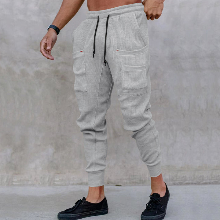 Trendy utility pants for men with elastic waistband and practical pockets Lune London