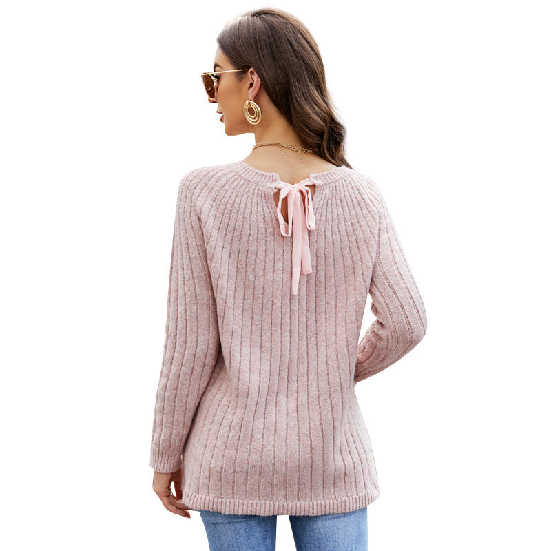 Ladies elegant and lightweight knitted sweater with ribbed structure Lune London