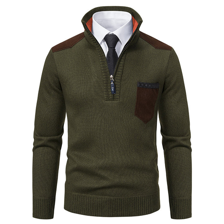 Elegant sweater for men with a high collar and fine contrasting details Lune London