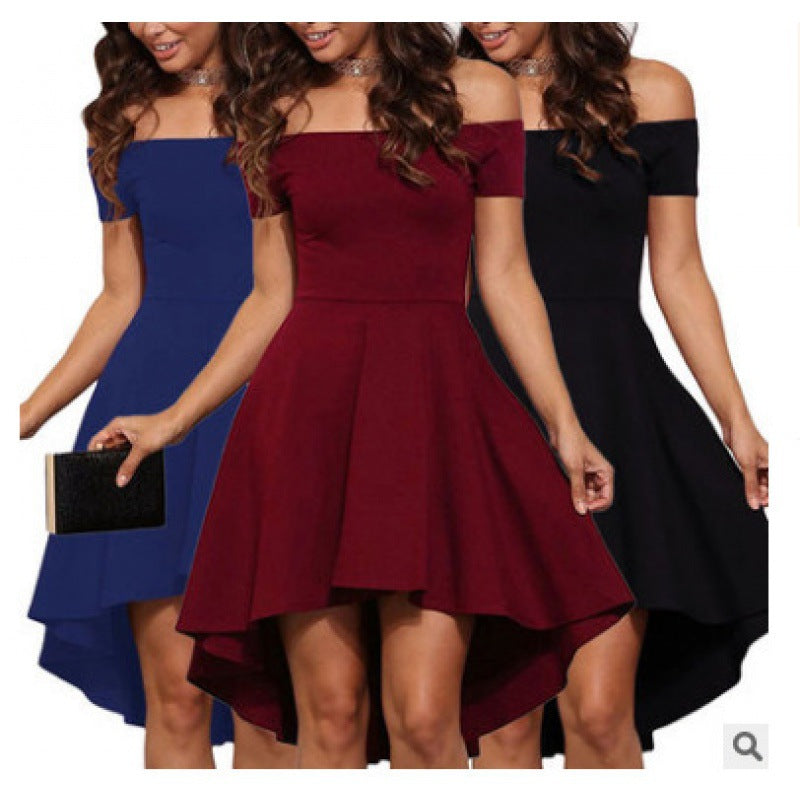 Robe romantique femme à épaules dénudées avec ourlet asymétrique et design ajusté Chic & Stil