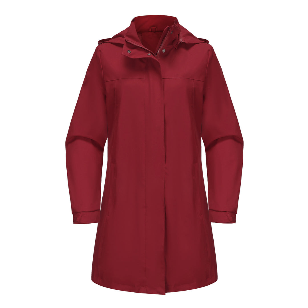 Functional transitional jacket for women with adjustable hood and practical pockets Lune London