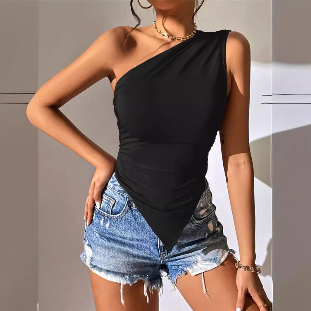 Asymmetrical top for women with creative cut Lune London