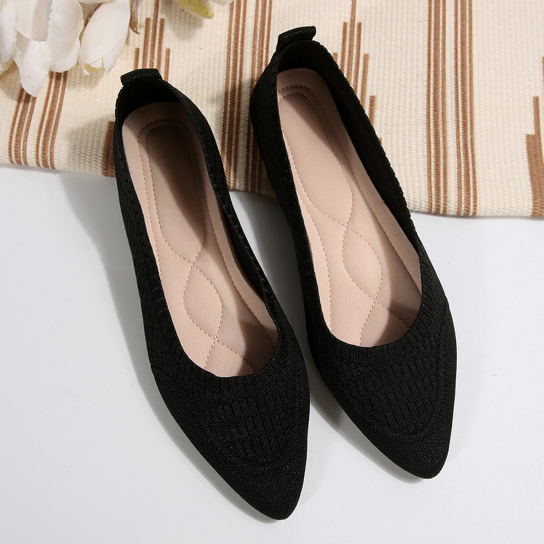 Women pointed toe ballet flats in structured knit Lune London