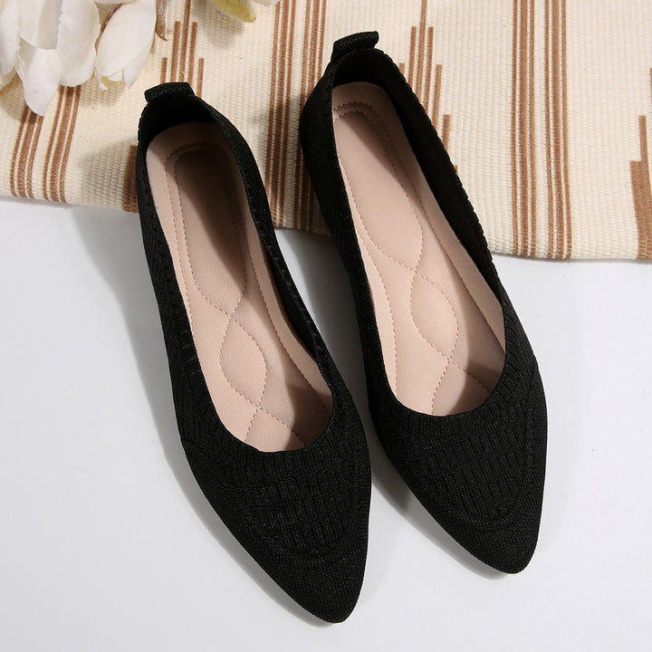 Women pointed toe ballet flats in structured knit Lune London