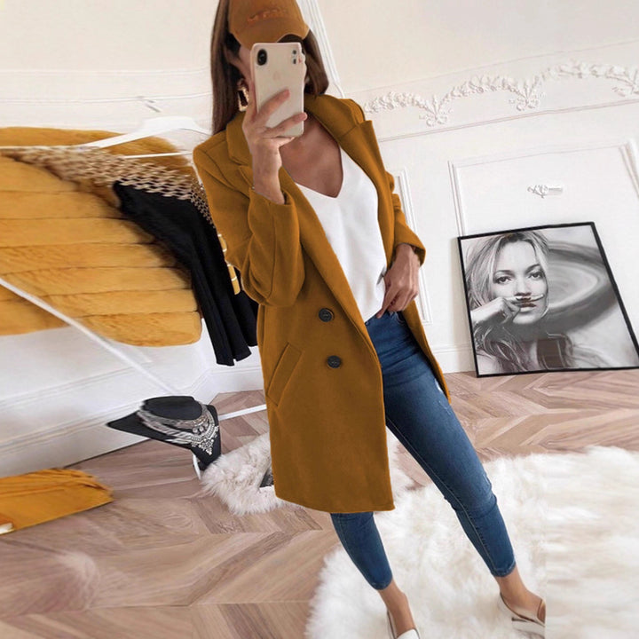Blazer long élégant et chaud pour femmes avec patte de boutonnage double Chic & Stil
