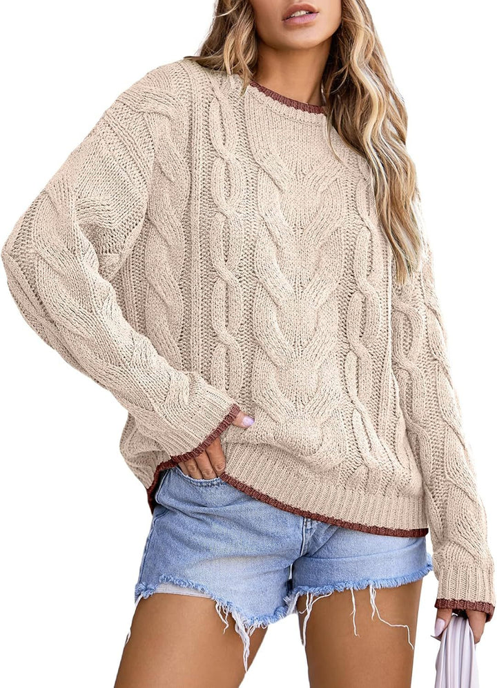 Knitted sweater for women with a thick braid pattern Lune London