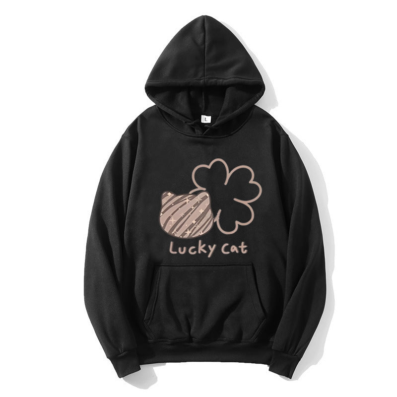 Women's hoodie with creative cat design and lucky motif Chic & Style