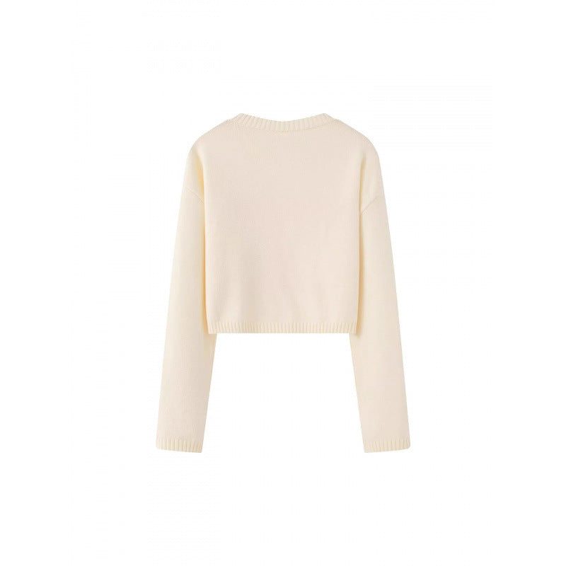 Cropped sweater for women with playful bow pattern Lune London